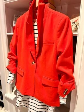 Orange Women's Single-Button Blazer Jacket